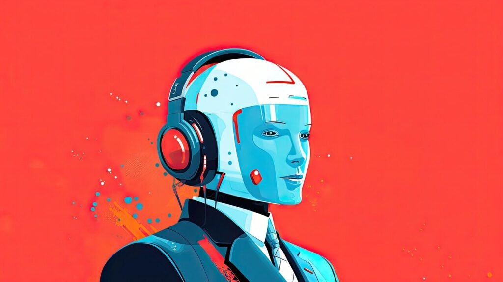 cyborg, chatbot, chat, bot, robot, tech, tech support, customer support, background, illustrated, online, internet, technology, modern, artificial intelligence, data, future, ai, ai generated